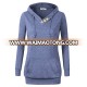 Women's Long Sleeve Button Pockets V-Neck Sweatshirts Pullover Hoodies